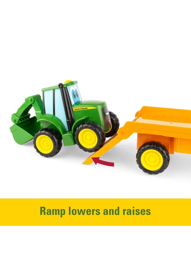 John Deere JOHN DEERE Lights & Sounds Farmin' Friends Hauling Set - Includes Toy Truck and Backhoe Tractor Toy Toys - Toddler Toys Ages 18 Months and Up  - Image 4