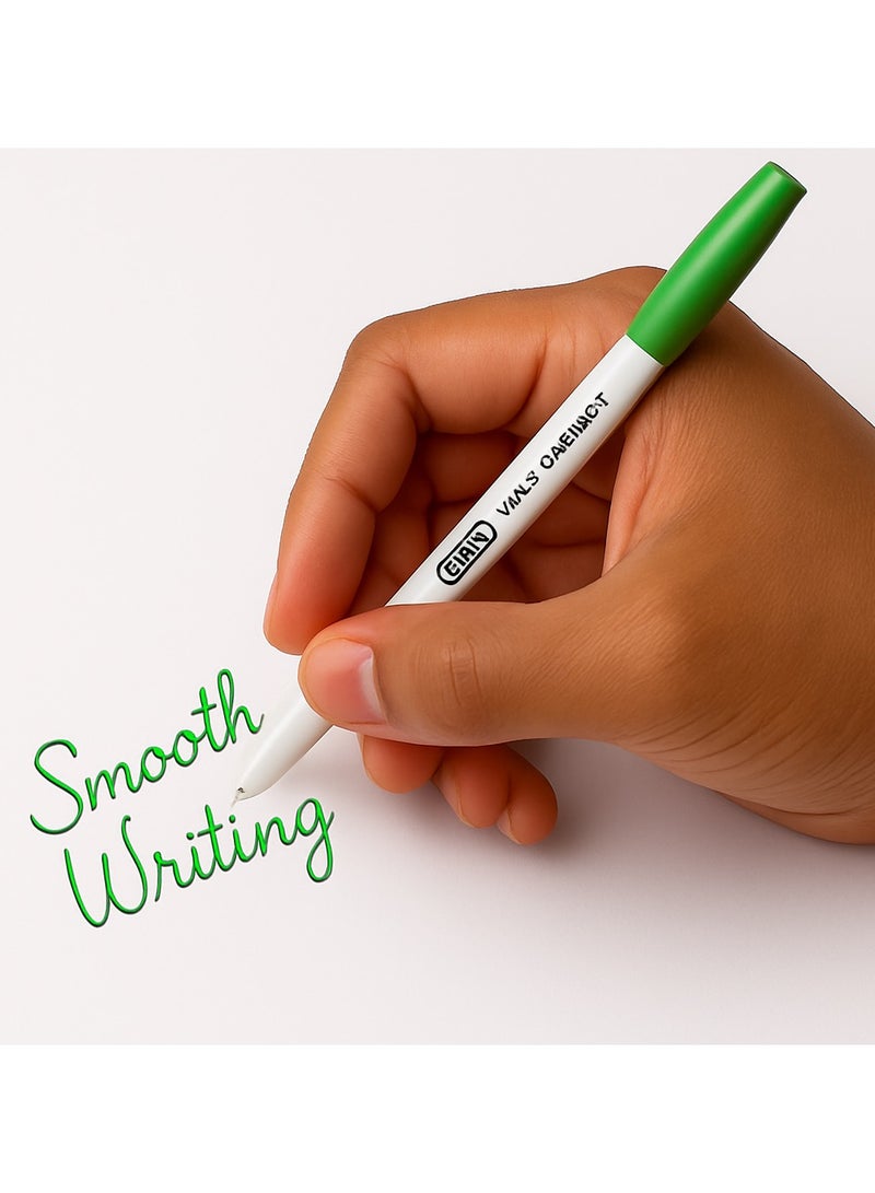 ROCO Ball Pen 1430 - 10 Pieces, Green Ink, 1mm Needle Tip – Smooth Writing - Image 3