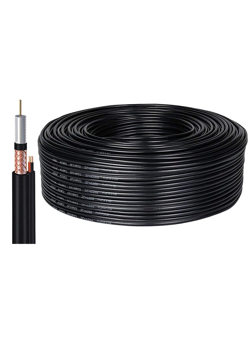 كيبل فيديو محوري RG59 مع 2 سلك طاقة – 100 متر، 0.58 ملم لكاميرات المراقبة الاحترافية عالية الجودة