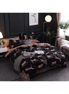 AL RAID Luxury Deep Pocket Microfiber Cotton King Size Bed Sheet Set Includes 1x Fitted Bed Sheet 220x200+30cm 1x Duvet Bed Cover 220x240cm And 4x Pillowcase 50x80cm 