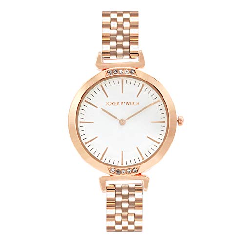 Joker & Witch Stainless Steel Peace Rosegold Analog Watch Bracelet Set For Women, White Dial, Rose Gold Band - Image 3
