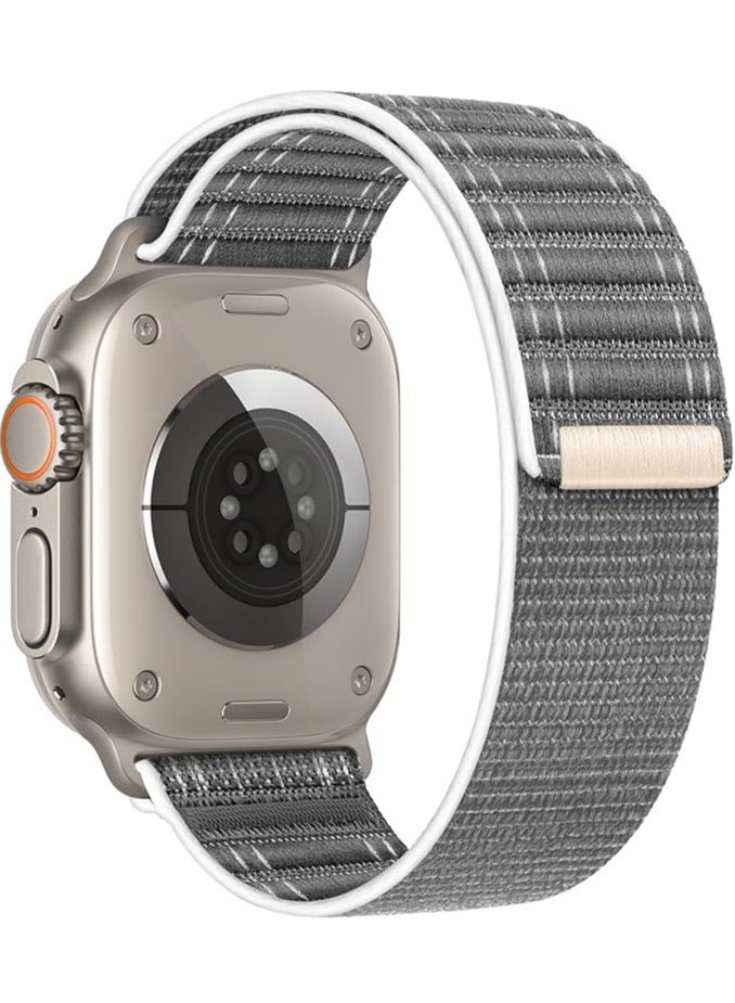 MIGOFAST Apple Watch Strap 46mm 45mm 44mm 49mm Men  Braided Sport Loop Band for IWatch Series 10 9 8 7 6 5 4 3/SE 2/Ultra 2  Breatheable Nylon Fabric Velcro Strap Gray - Image 1