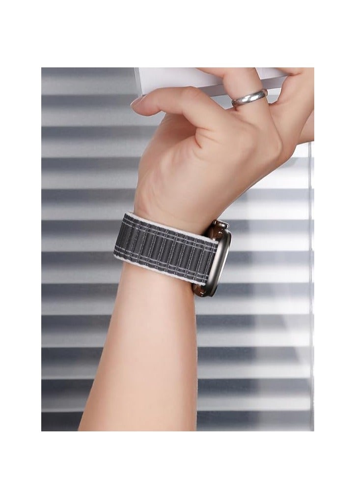 MIGOFAST Apple Watch Strap 46mm 45mm 44mm 49mm Men  Braided Sport Loop Band for IWatch Series 10 9 8 7 6 5 4 3/SE 2/Ultra 2  Breatheable Nylon Fabric Velcro Strap Gray - Image 2