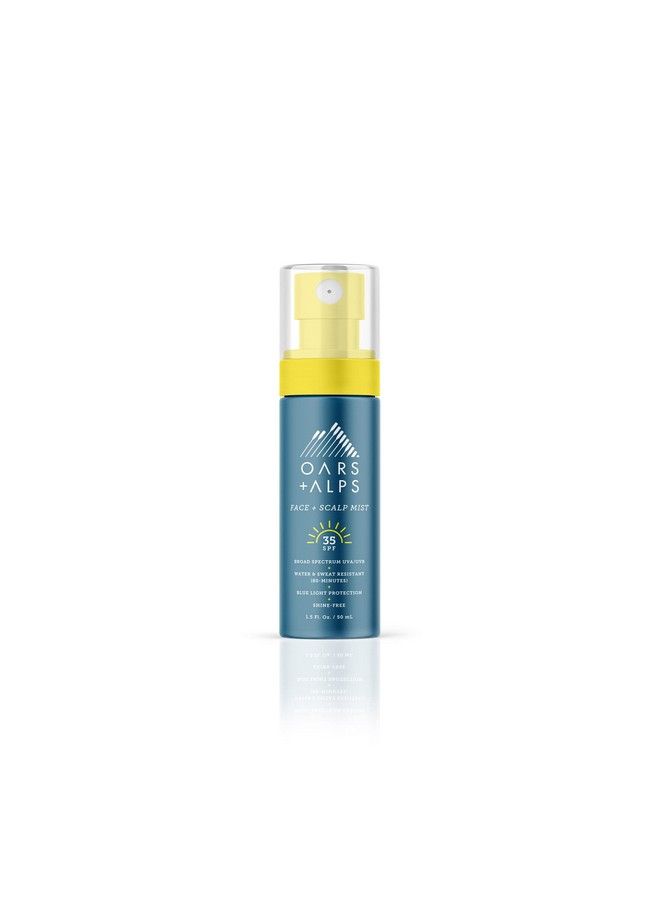 Oars + Alps بخاخ واقي شمس للوجه وفروة الرأس من أوارس + ألبس، SPF 35 واقي شمس للوجه والشعر، يحمي من الضوء الأزرق، مدعوم بالألوة فيرا + الخيار، مقاوم للماء والعرق، رائحة صيفية منعشة، 1.5 أونصة - Image 1