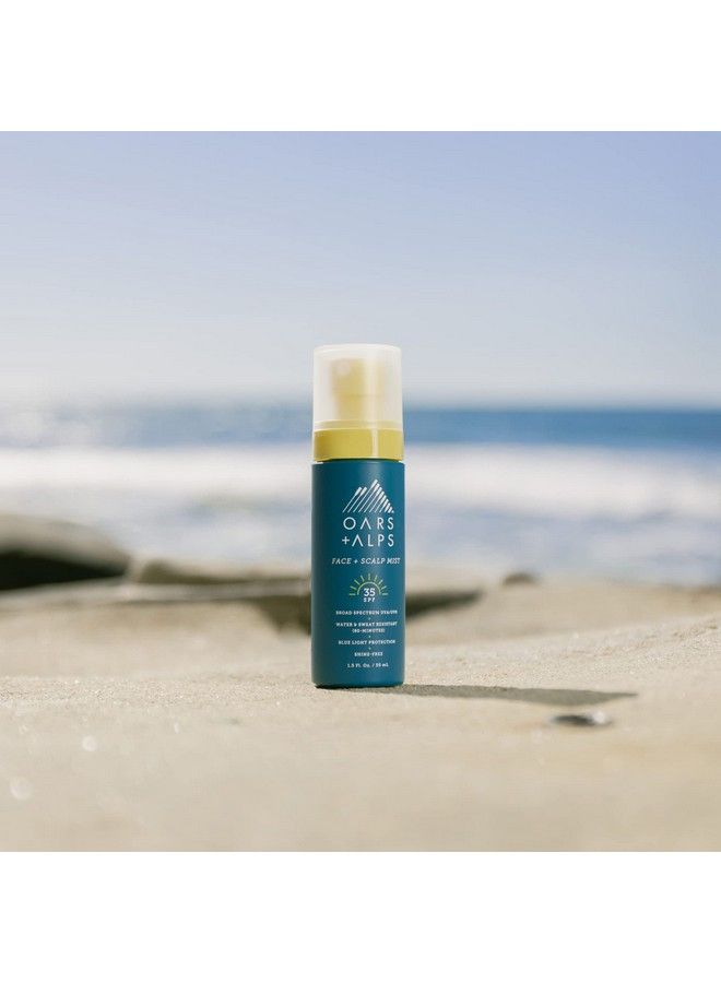 Oars + Alps بخاخ واقي شمس للوجه وفروة الرأس من أوارس + ألبس، SPF 35 واقي شمس للوجه والشعر، يحمي من الضوء الأزرق، مدعوم بالألوة فيرا + الخيار، مقاوم للماء والعرق، رائحة صيفية منعشة، 1.5 أونصة - Image 4