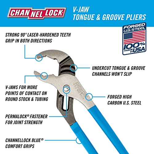 Channellock 442 Tongue and Groove Pliers, 12 In, Black, Blue, Silver - Image 2