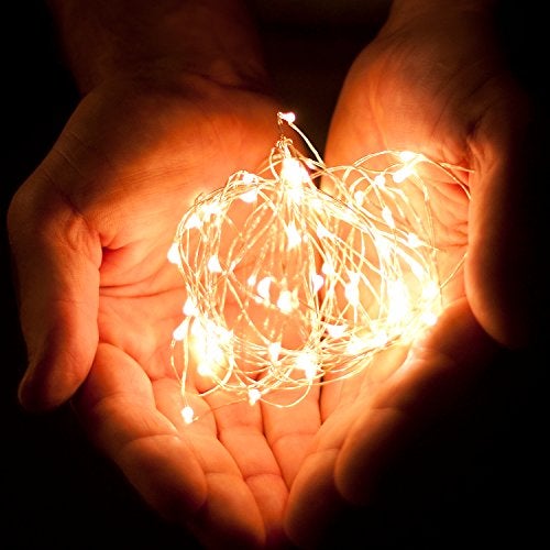RTGS 2 Sets 20 LEDs Warm White Color String Lights Silver Wire Indoor and Outdoor 6.5 Feet Firefly Starry Fairy Lights Battery Powered for DIY, Christmas, Holidays, Party, Bedroom and Centerpieces - Image 4