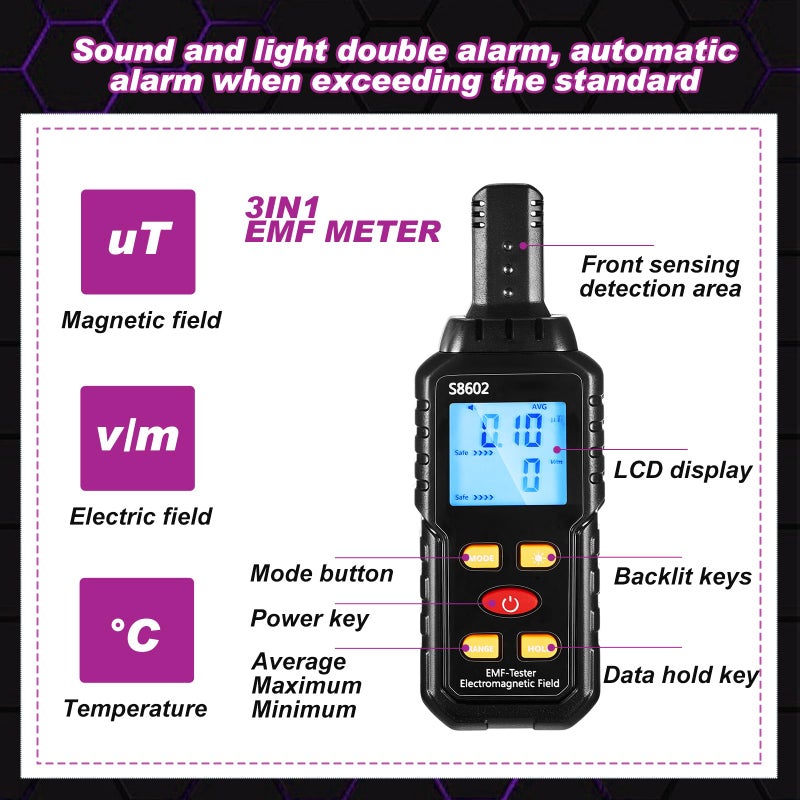 Dunzy 8 Pcs Ghost Hunting Equipment Kit, Include 1 Emf Meter 1 Spirit Ghost Hunting Research Case 1 Voice Recorders 1 Flashlight 1 Speaker 2 Motion Light up Cat Balls and 1 Fm Radio(Emf Meter 3) - Image 2