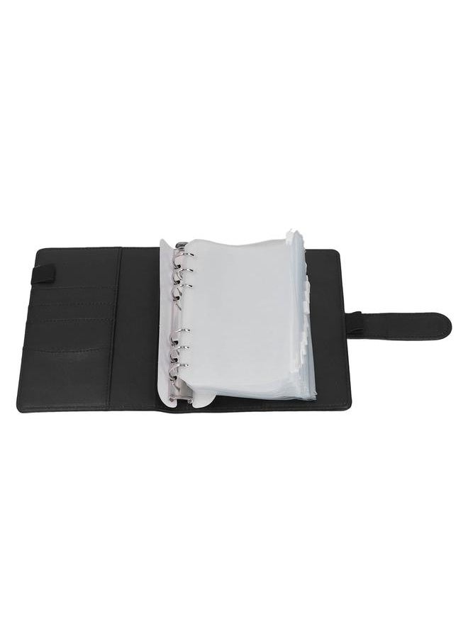 Thoraya - A6 Budget Binder Portable PU Leather Cover A6 Binder Planner with Zipper Bag Label Paper for Office School - Image 1