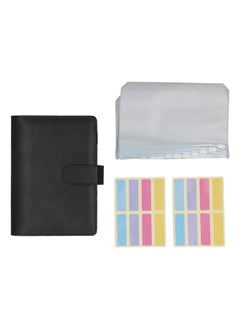 A6 Budget Binder Portable PU Leather Cover A6 Binder Planner with Zipper Bag Label Paper for Office School