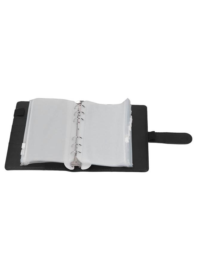 Thoraya - A6 Budget Binder Portable PU Leather Cover A6 Binder Planner with Zipper Bag Label Paper for Office School - Image 1