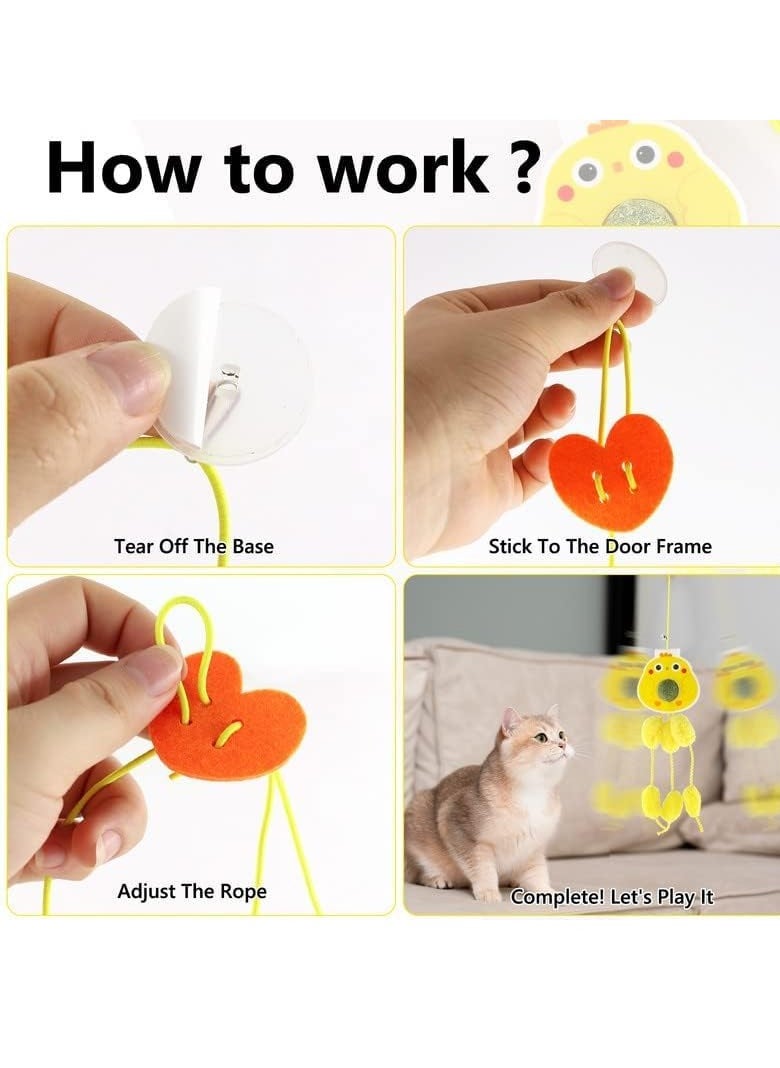 sokany - 3pcs Hanging Cat Toys for Indoor Cats with Catnip Balls, 3PCS Retractable Cat Exercise Toy Rope,Hanging Door Bouncing Cat Toy (Multicolour) - Image 1