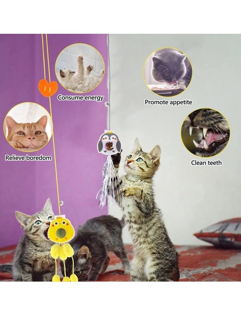 sokany - 3pcs Hanging Cat Toys for Indoor Cats with Catnip Balls, 3PCS Retractable Cat Exercise Toy Rope,Hanging Door Bouncing Cat Toy (Multicolour) - Image 1