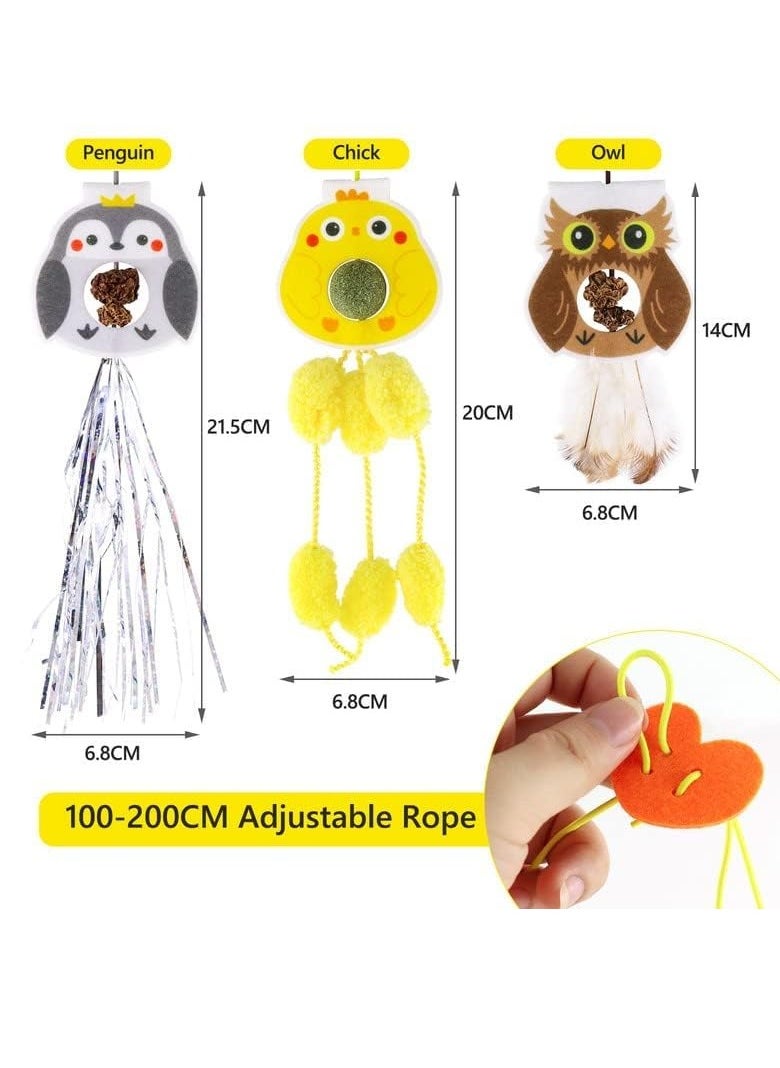 sokany - 3pcs Hanging Cat Toys for Indoor Cats with Catnip Balls, 3PCS Retractable Cat Exercise Toy Rope,Hanging Door Bouncing Cat Toy (Multicolour) - Image 1