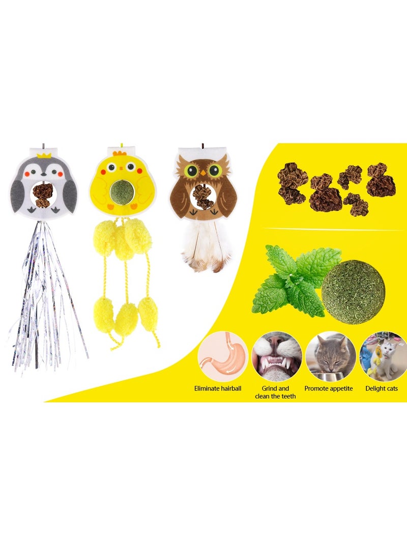 sokany - 3pcs Hanging Cat Toys for Indoor Cats with Catnip Balls, 3PCS Retractable Cat Exercise Toy Rope,Hanging Door Bouncing Cat Toy (Multicolour) - Image 1