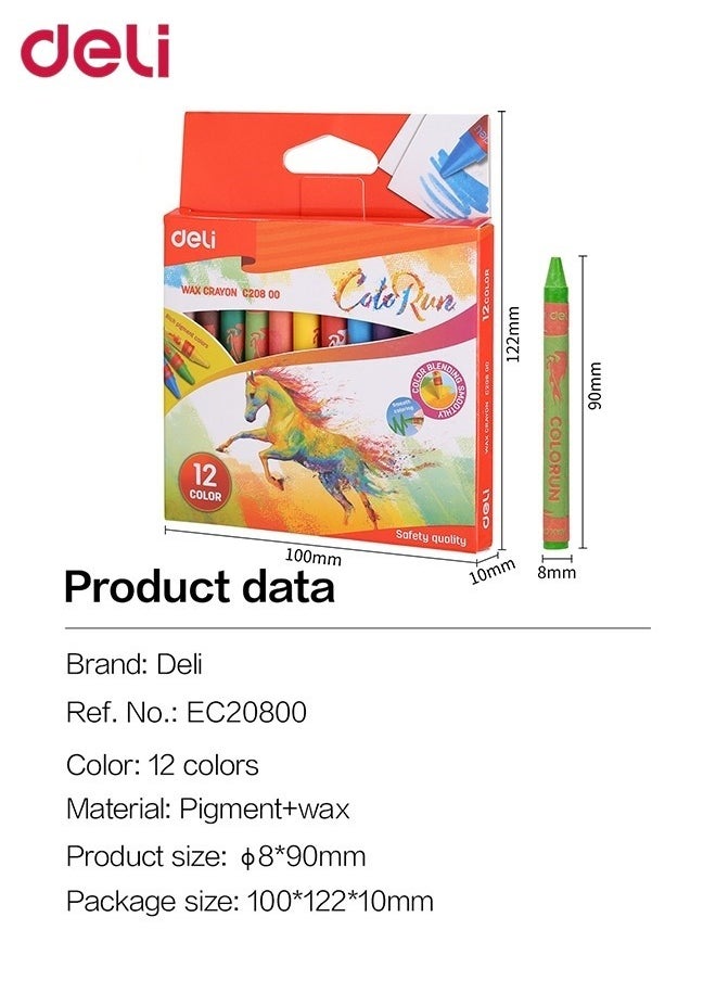 Deli - Wax Crayons 12 Colour Multicolour - Image 1