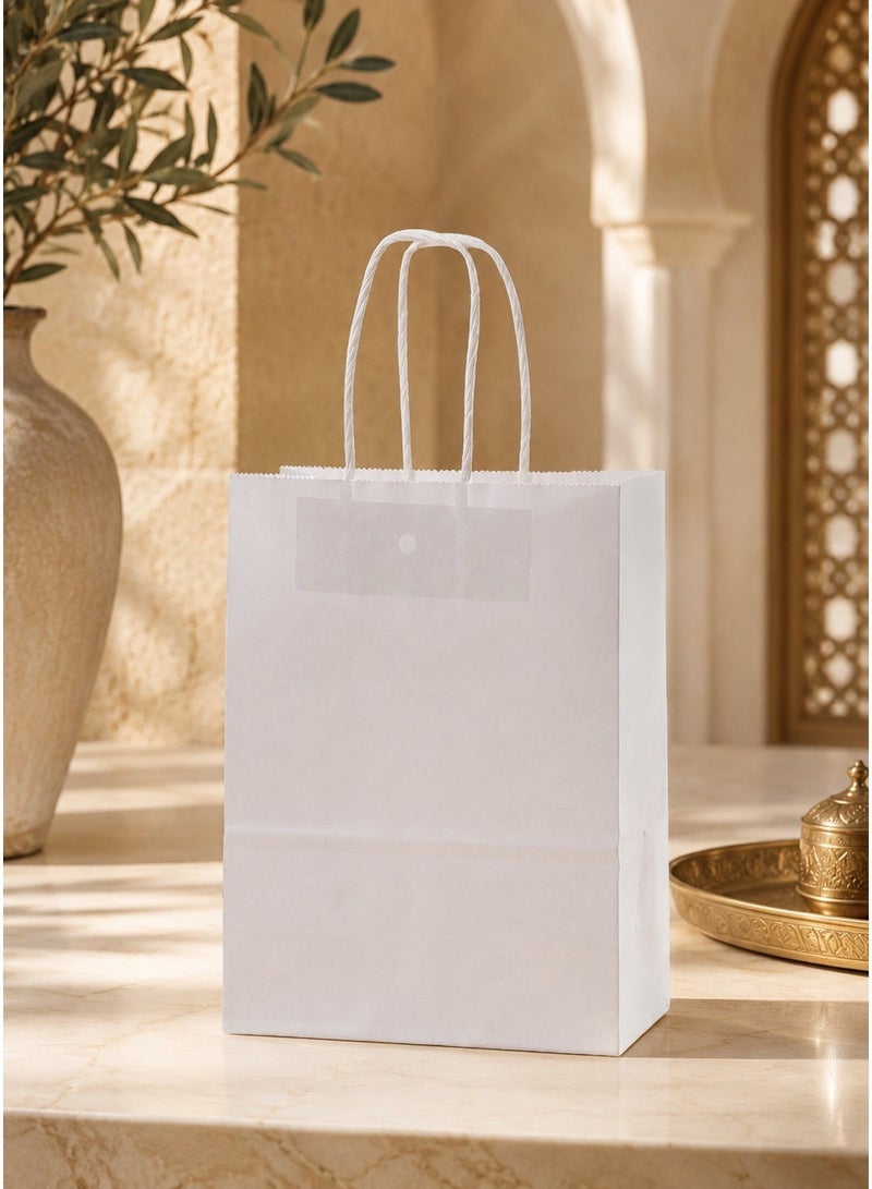 Durable Reusable Paper Gift Bags with Carry Handles, Size 16×8×22cm, Pack of 12, Multipurpose Gift Totes for Ramadan, Eid, Wedding & Daily Small Gifts - Image 1