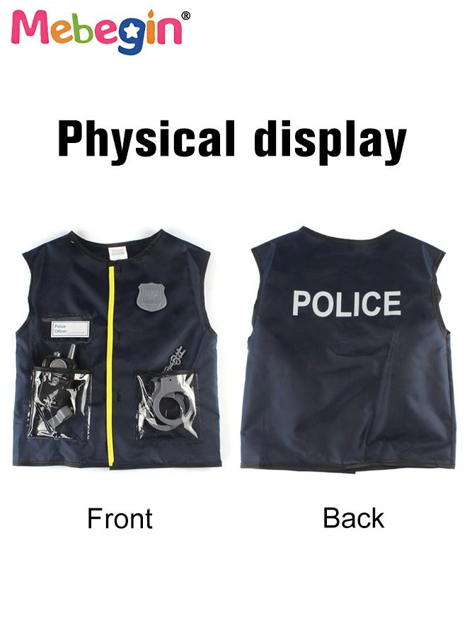 MEBEGIN 4PCS Police Uniform Set with Vest, Badge and Other Accessaries, Cop Costume Outfit Set for Role-playing Activities and Themed Parties, Suitable for Kids 100-140cm Tall  - Image 2