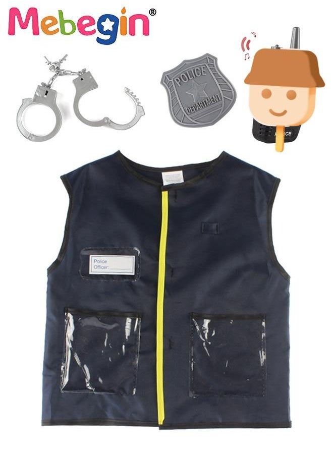 MEBEGIN 4PCS Police Uniform Set with Vest, Badge and Other Accessaries, Cop Costume Outfit Set for Role-playing Activities and Themed Parties, Suitable for Kids 100-140cm Tall  - Image 1