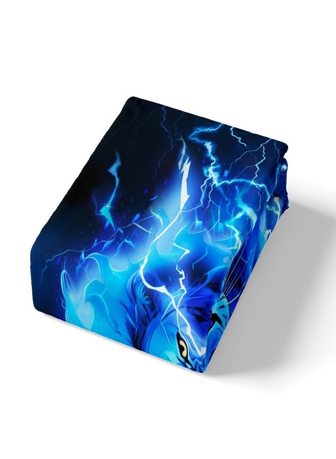 Man Fei Manfei Lion Duvet Cover Set Twin Size Blue Lightning Lion Print Bedding Set 2pcs for Kids Boys Teens Wild Animal Theme Comforter Cover African Wildlife Bedspread Cover with 1 Pillowcase,No Comforter - Image 5