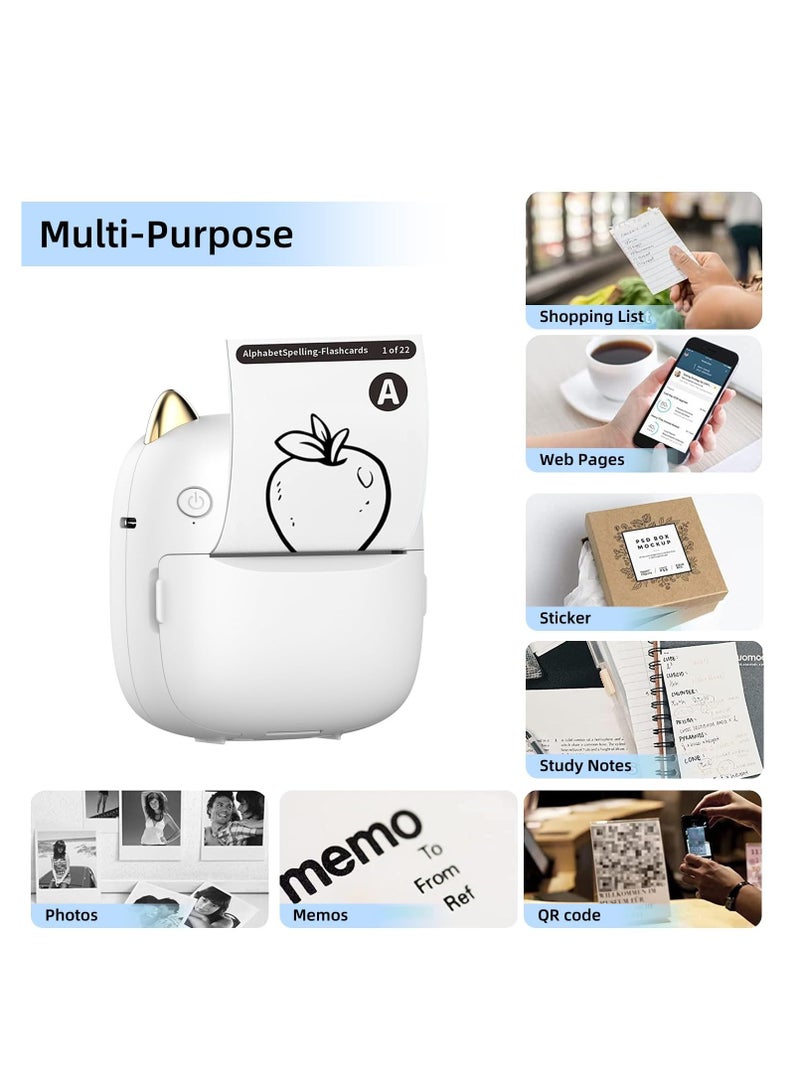 Portable Mini Pocket Printer, Instant Sticker Maker with 7 Color LED Light, Customizable Thermal Printer for DIY Projects, Scrapbooking & Study - Image 3