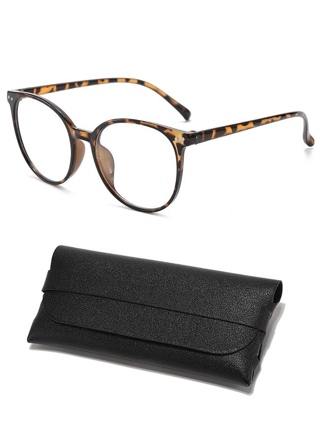 Wffo Glasses - Blue Light Blocking Glasses - Non-Myopic Glasses - Women's Men's Computer Reading/Gaming/TV/Mobile Phone Glasses - Anti-Eye Fatigue - Ultralight PC Fashion Glasses - With Glasses Case (Amber) - Image 1