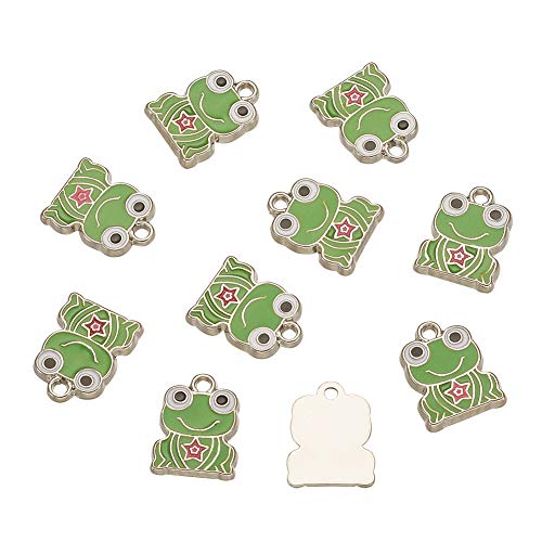 Craftdady 10Pcs Alloy Enamel Frog Charms 17x13mm Metal Animal Dangle Pendants for Jewelry Making Hole: 1.5mm - Image 1
