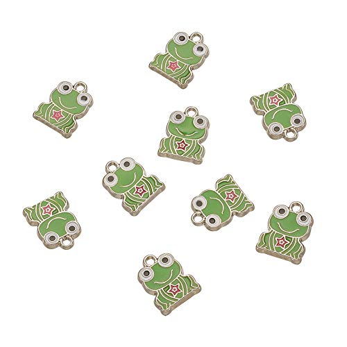 Craftdady 10Pcs Alloy Enamel Frog Charms 17x13mm Metal Animal Dangle Pendants for Jewelry Making Hole: 1.5mm - Image 2