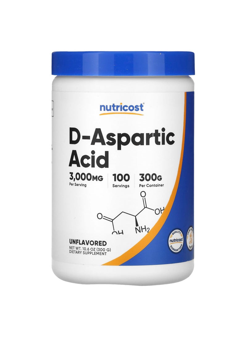 Nutricost D-Aspartic Acid, Unflavored, 10.6 oz (300 g)