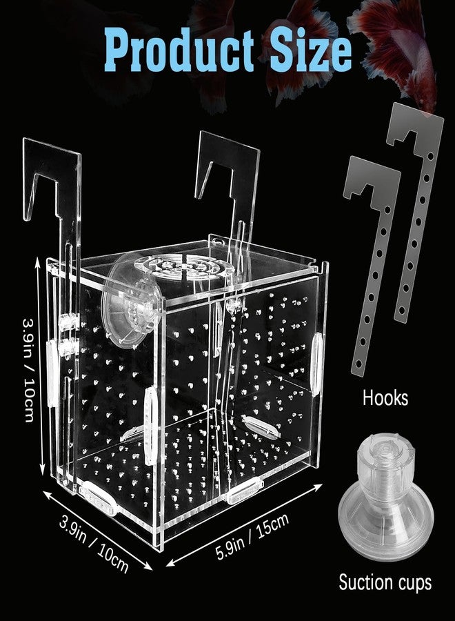 هامليدي صندوق عزل تكاثر هاميليدي الأكريليكي - حاضنة أسماك شفافة لأحواض أسماك الجوبي/الروبيان/الأسماك الصغيرة، حوض حضانة آمن مزود بأنبوب هواء وأكواب شفط (5.9 بوصة × 3.9 بوصة × 3.9 بوصة). - Image 2