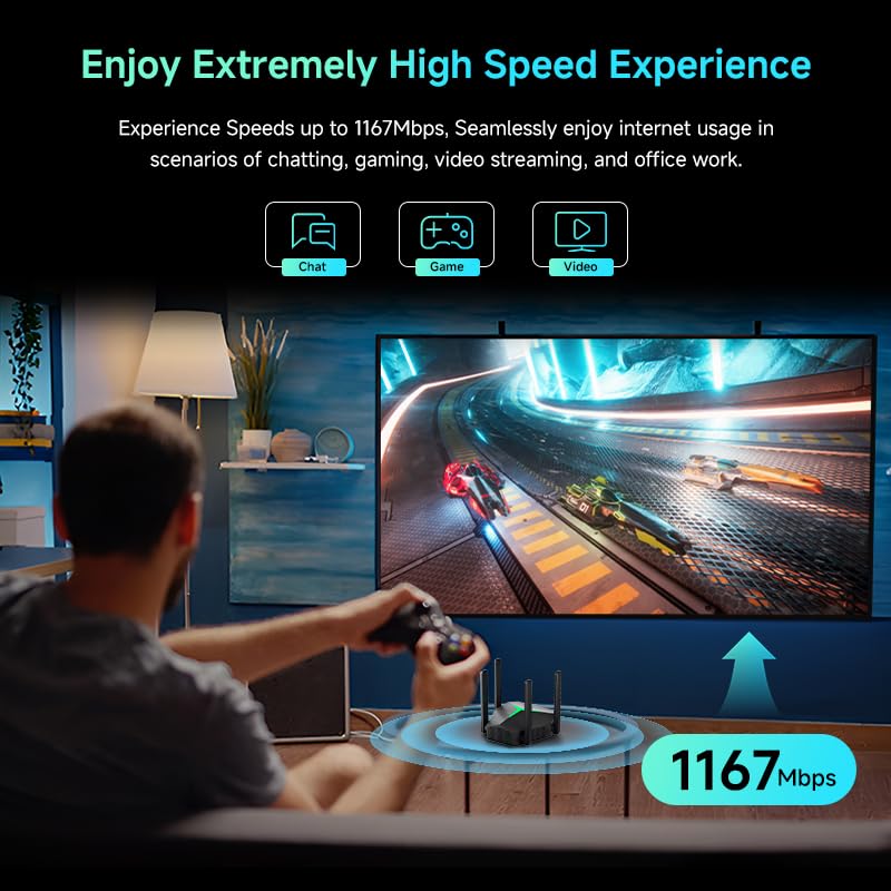 NPET AC1200 Dual Band WiFi Extender, 1.2Gbps Whole Home Coverage up to 7000 Sq.ft, Supports 32 Devices, Connectivity with USB-C, 2 Ethernet Ports, Black - Image 4