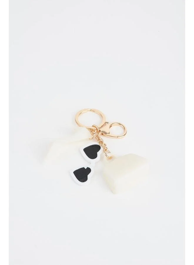 Vivaq Cream Mini Figure 3D Printed Charm Bag Accessory Keychain.