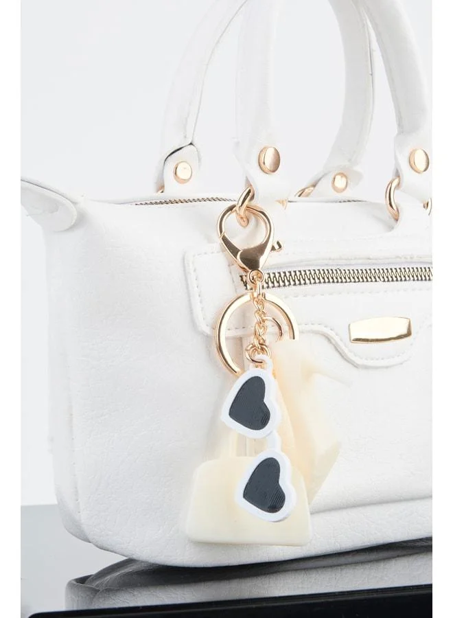 Cream Mini Figure 3D Printed Charm Bag Accessory Keychain.