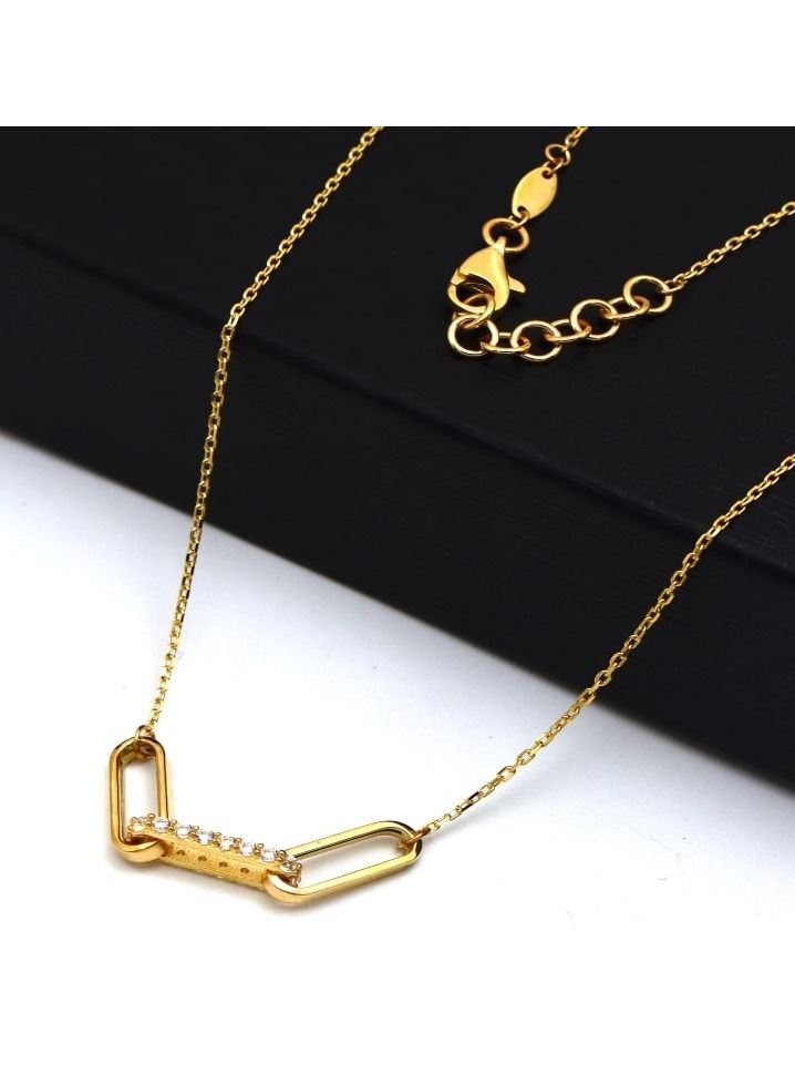 جولد زون Real Gold Thick Link Stone Adjustable Size Necklace - Image 2