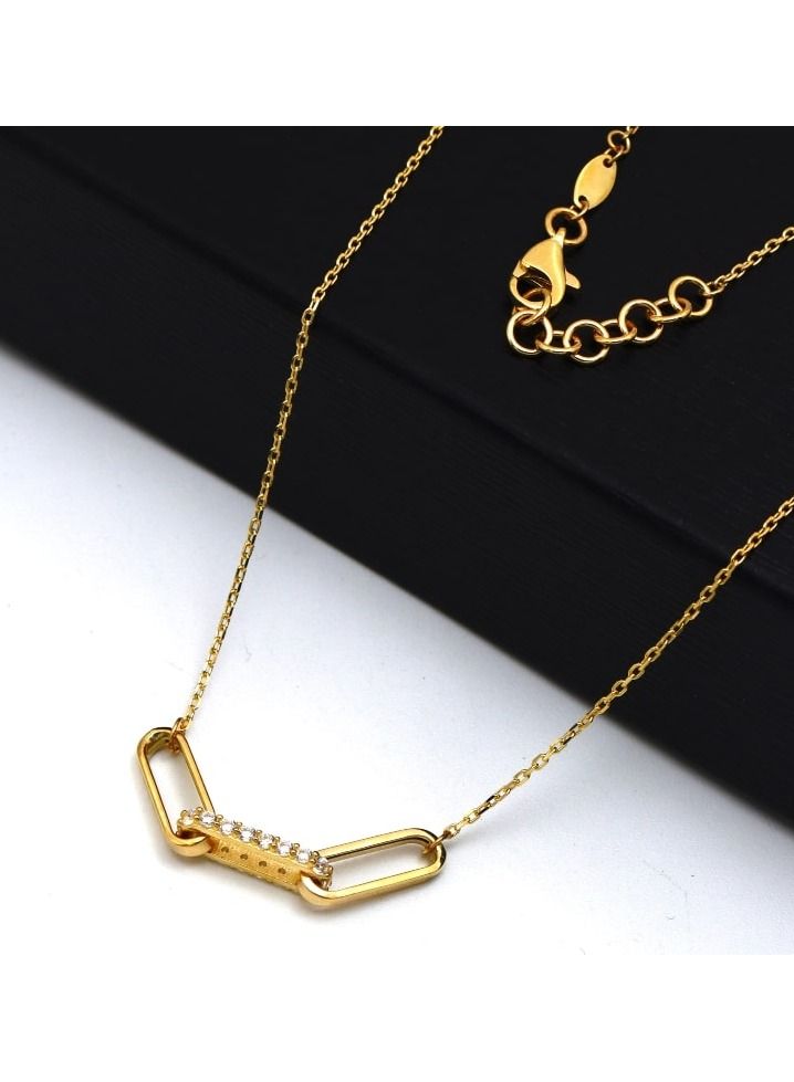 جولد زون Real Gold Thick Link Stone Adjustable Size Necklace - Image 5