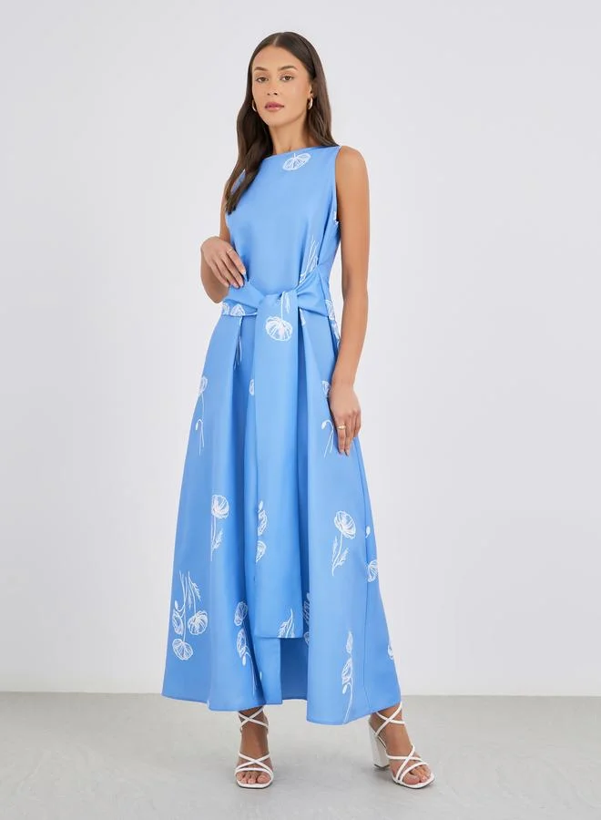 ستايلي Styli Floral Print Sleeveless A-Line Maxi Dress
