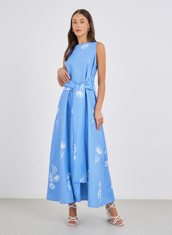 Styli Floral Print Sleeveless A-Line Maxi Dress - Image 2