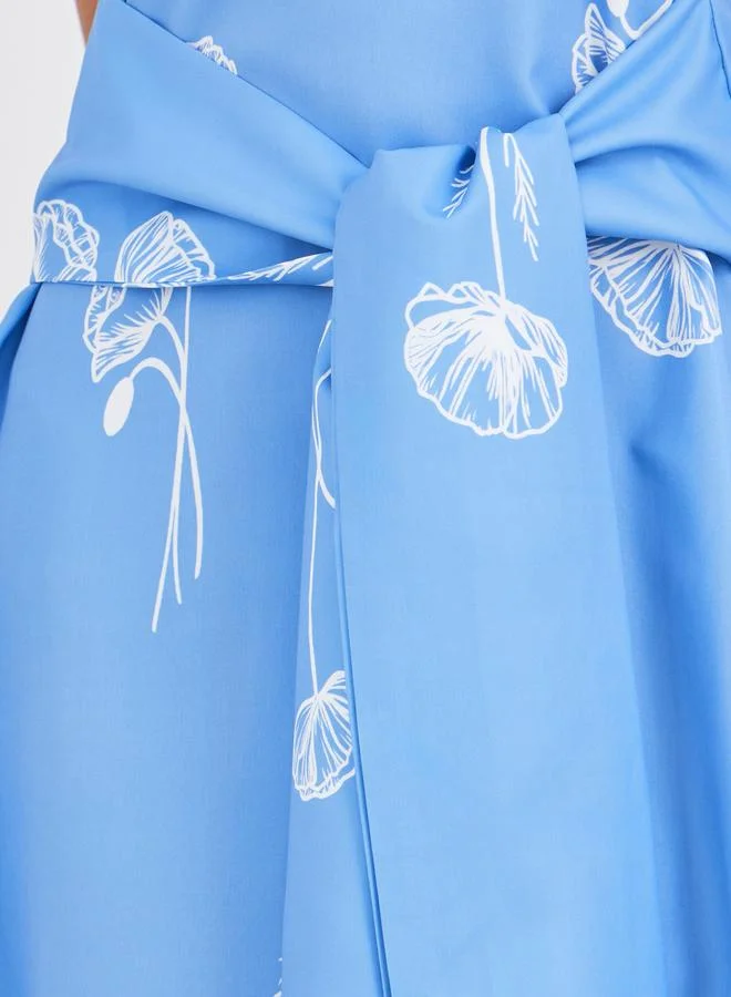 Styli Floral Print Sleeveless A-Line Maxi Dress