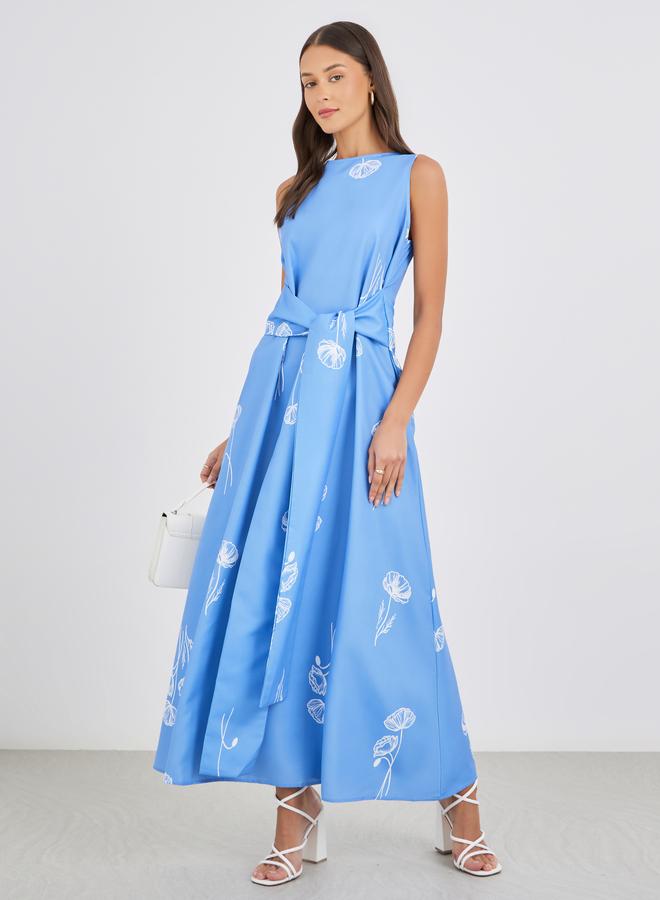 Styli Floral Print Sleeveless A-Line Maxi Dress - Image 1
