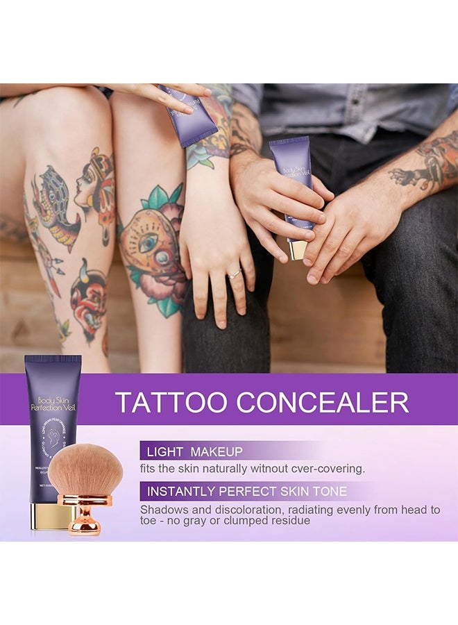 ديموت قناع جلد الجسم المثالي، مصلح تغطية الجسم - مصلح كامل للبشرة لمكياج الساق والجسم المقاوم للماء مع فرشاة، مصلح الجسم بتغطية مقاومة للانتقال، طويل الأمد، خفيف الوزن (بريق طبيعي) - Image 3