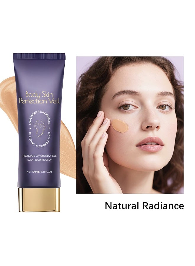 ديموت قناع جلد الجسم المثالي، مصلح تغطية الجسم - مصلح كامل للبشرة لمكياج الساق والجسم المقاوم للماء مع فرشاة، مصلح الجسم بتغطية مقاومة للانتقال، طويل الأمد، خفيف الوزن (بريق طبيعي) - Image 2