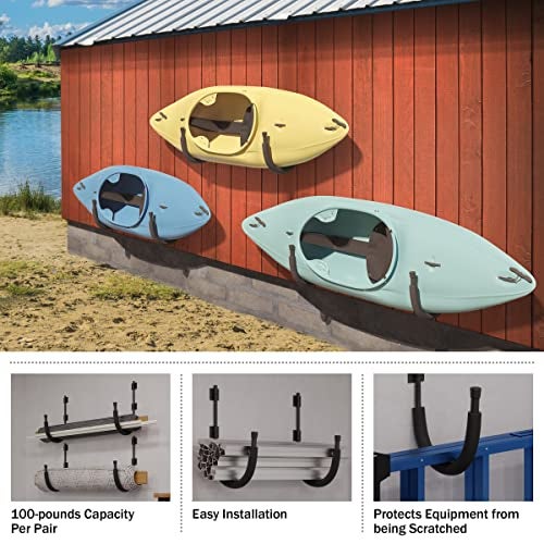 RAD Sportz Kayak Storage Rack - Kayak Wall Mount Hangers with 100lb Capacity for Paddleboards, Surfboards, or Snowboards - for Garage or Shed by Rad Sportz - Image 3