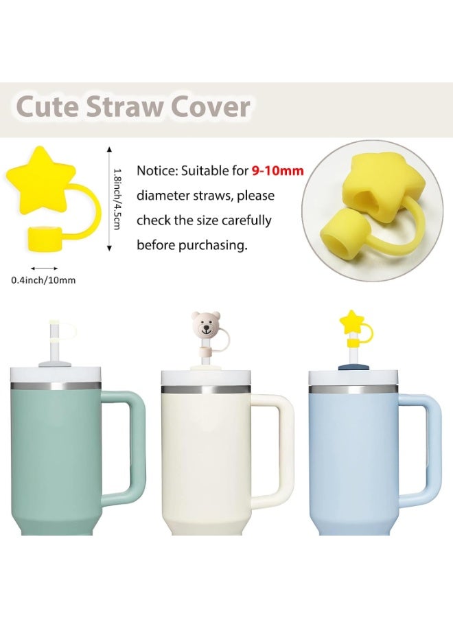 Stanley Cup Accessories Set Including 6 Pcs Silicone Spill Proof Stopper, 2 Pcs Straw Cover Cap for 9-10 mm Straws, 1 Pcs Silicone Boot for Stanley Cup Stanley 40oz & 30oz Tumbler (CREAM) - Image 2
