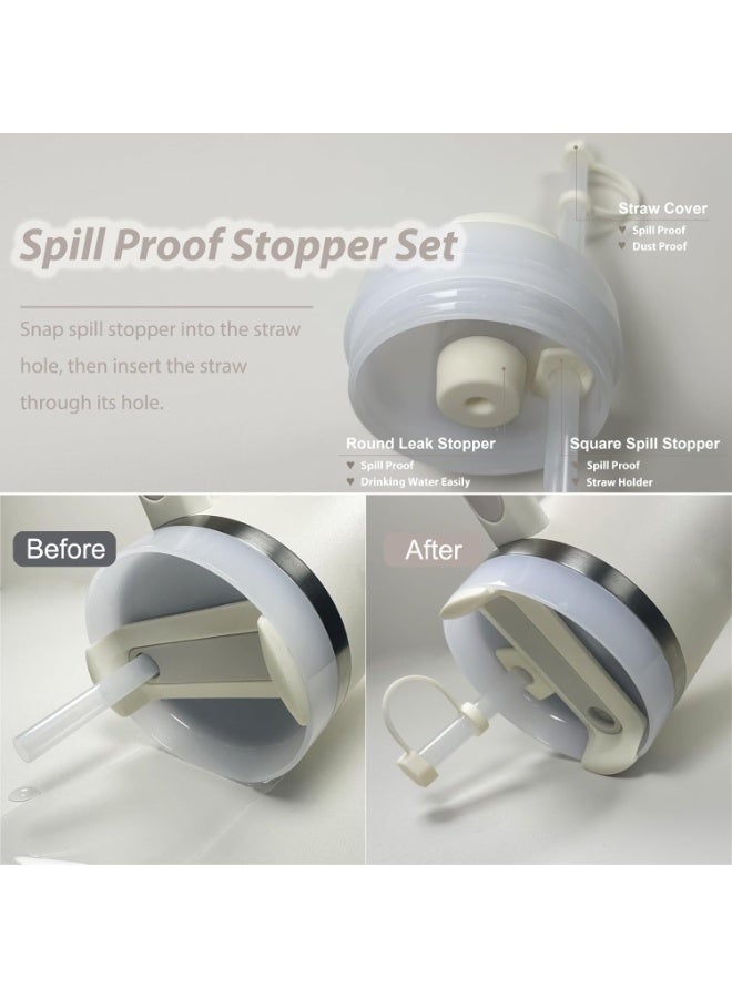 Stanley Cup Accessories Set Including 6 Pcs Silicone Spill Proof Stopper, 2 Pcs Straw Cover Cap for 9-10 mm Straws, 1 Pcs Silicone Boot for Stanley Cup Stanley 40oz & 30oz Tumbler (CREAM) - Image 4