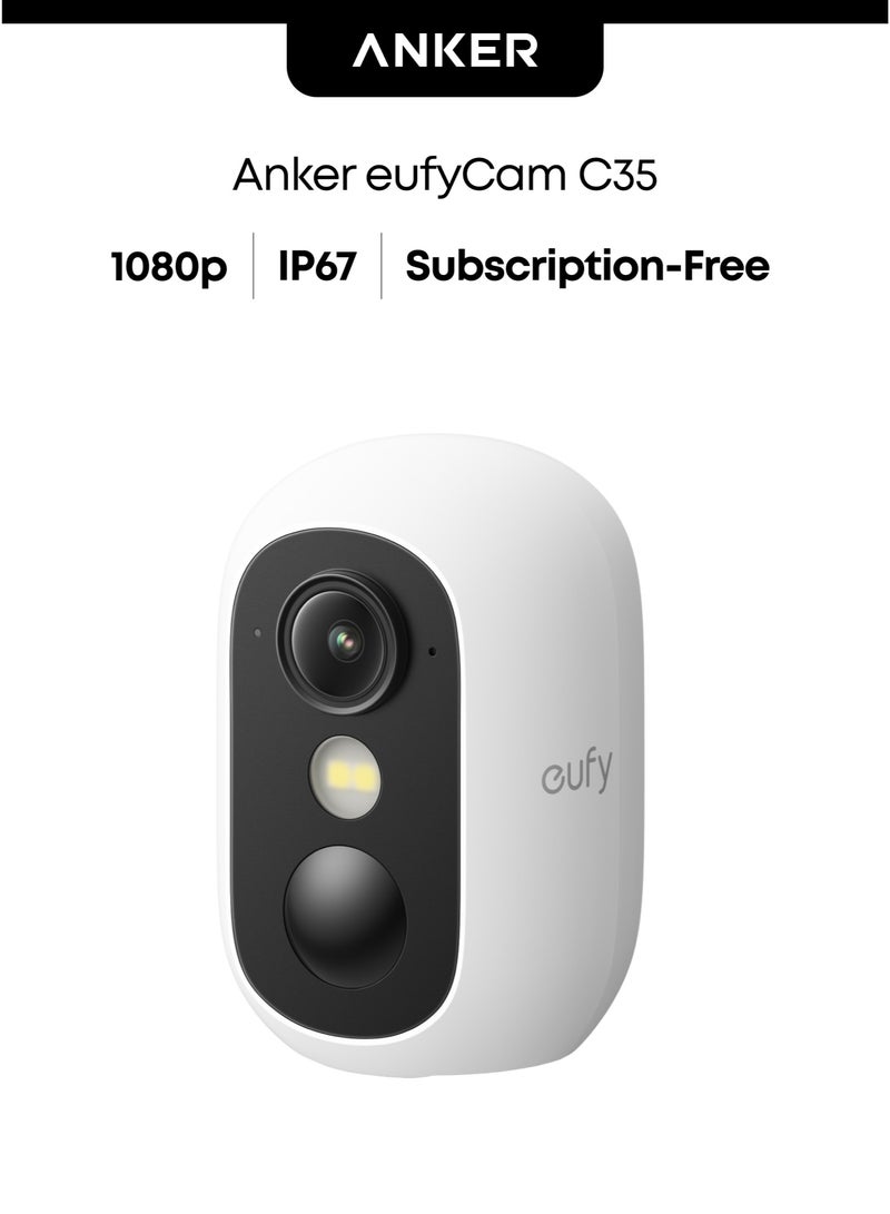 eufy Security eufyCam C35, Wireless Security Camera, Outdoor and Indoor, Magnetic Mount, Colour Night Vision, Subscription-Free On-Device Storage, IP67, Supports Solar Panel, White - Image 1
