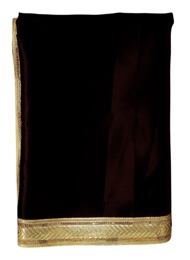 RMCG Traders Black Satin Pooja Cloth for Mandir, Silk Chowki Aasan Kapda, Multipurpose Altar Decoration Cloth for Home Temple (1 Meter) - Image 1