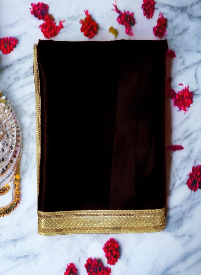 RMCG Traders Black Satin Pooja Cloth for Mandir, Silk Chowki Aasan Kapda, Multipurpose Altar Decoration Cloth for Home Temple (1 Meter) - Image 2