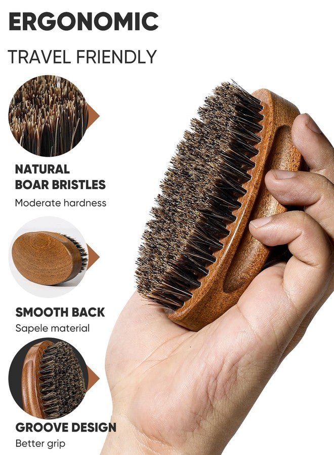 Bituemly Beard Brush, Natural Boar Bristles Beard Brush for Men and Wooden Sandalwood Pocket Beard Comb Set, Facial Hair Grooming Kit with Mustache Scissors as a Styling Tool, Growth, Detangles, Shine - Image 2