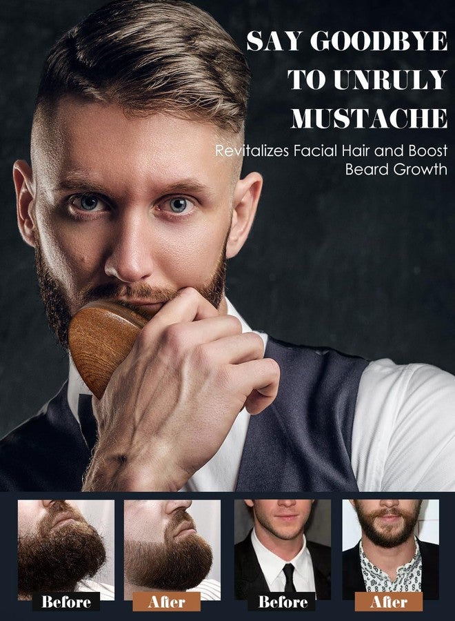 Bituemly Beard Brush, Natural Boar Bristles Beard Brush for Men and Wooden Sandalwood Pocket Beard Comb Set, Facial Hair Grooming Kit with Mustache Scissors as a Styling Tool, Growth, Detangles, Shine - Image 3