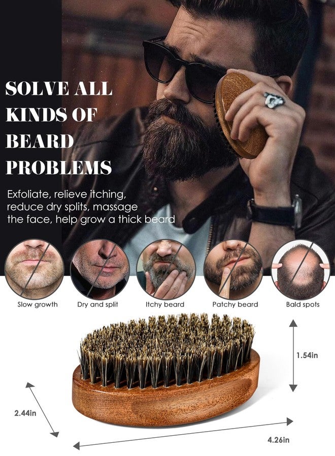 Bituemly Beard Brush, Natural Boar Bristles Beard Brush for Men and Wooden Sandalwood Pocket Beard Comb Set, Facial Hair Grooming Kit with Mustache Scissors as a Styling Tool, Growth, Detangles, Shine - Image 4